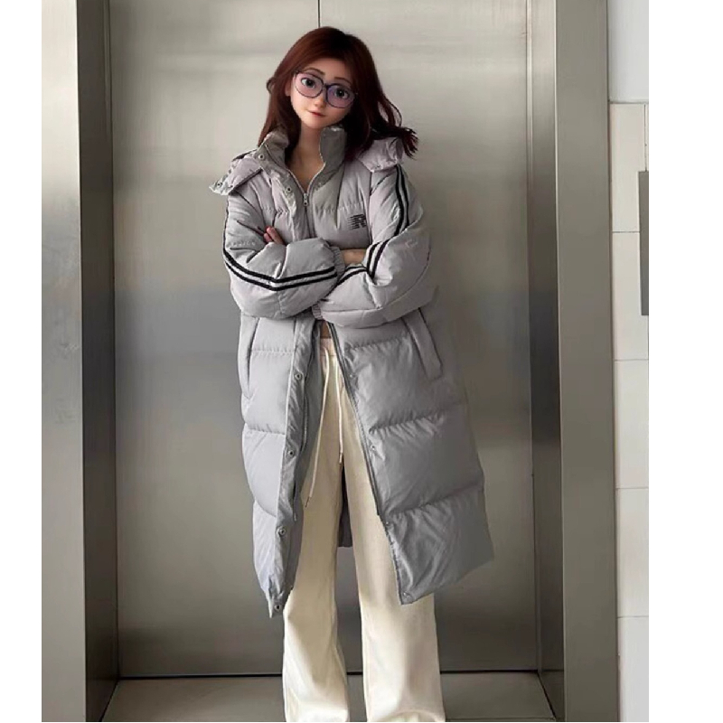 C8865#中长款羽绒棉衣棉服冬季新款过膝学生宽松大码加厚棉袄外套