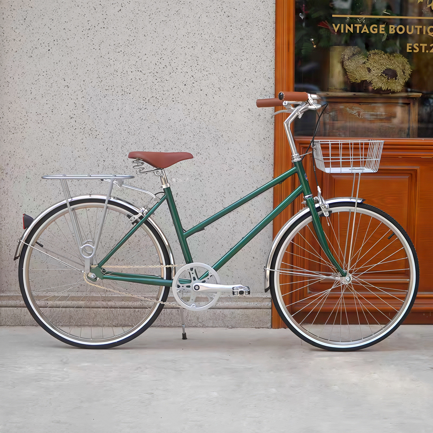 DayDayBike24寸墨绿色英伦复古男女式斜梁城市上下班代步自行车