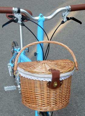 小布折叠自行车d5d7藤编快拆车篮子菜篮筐子前置篮包aline cline