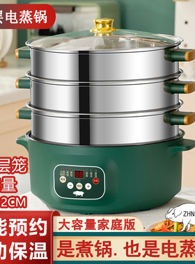 大容量电蒸锅家用式三层多功能一体智能蒸笼多层可预约2025新款