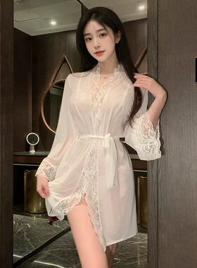 2025秋上新性感睡衣女浴袍冰丝大码短款丝滑气质纯欲新娘结婚晨袍