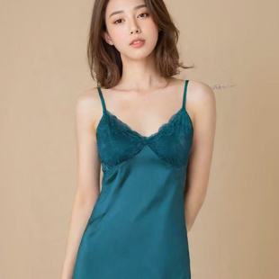 2025新款 性感睡衣女冰丝吊带睡裙夏季 纯欲风高级美背蕾丝家居服