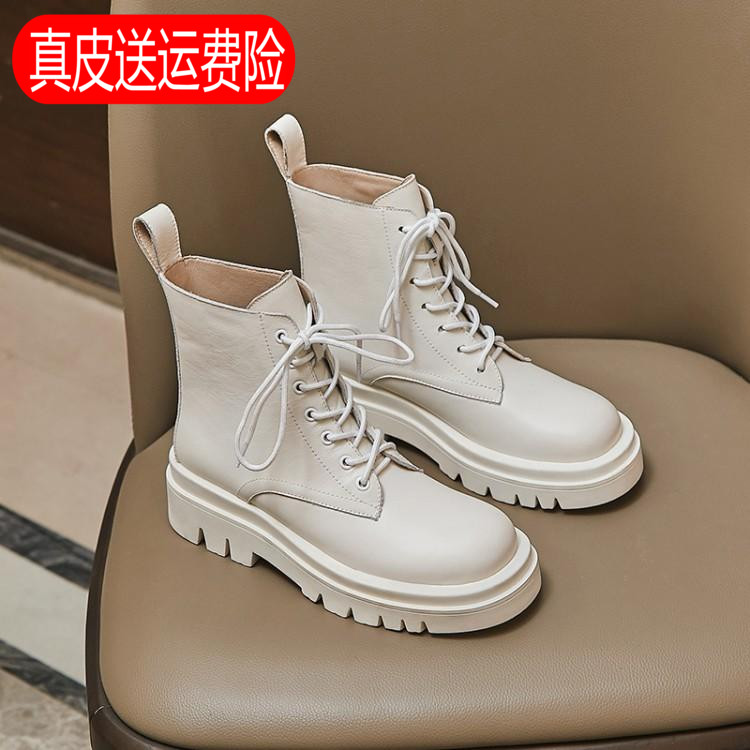 2021秋冬真皮休闲女鞋 厚底增高系带圆摔带停复业手按开关天