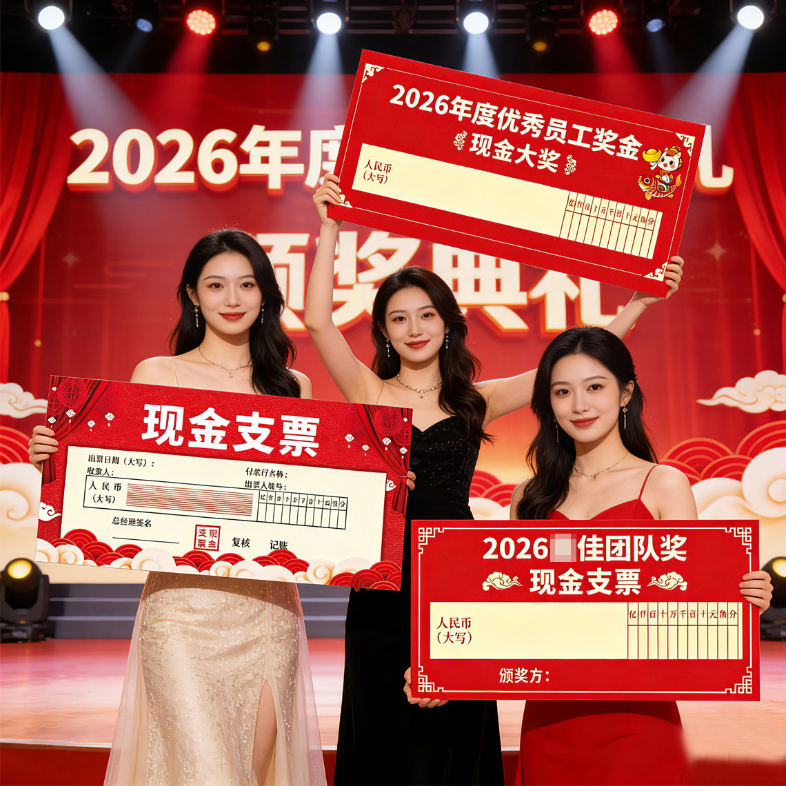 支票颁奖牌手举牌年会领奖牌图片