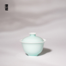 泡茶碗 景德1004纯手工高温原矿釉中式 淡绿小盖碗100ml
