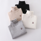 儿童宝宝全棉打底毛衣男女童高领加绒加厚针织衫 婴儿中大童套头衫