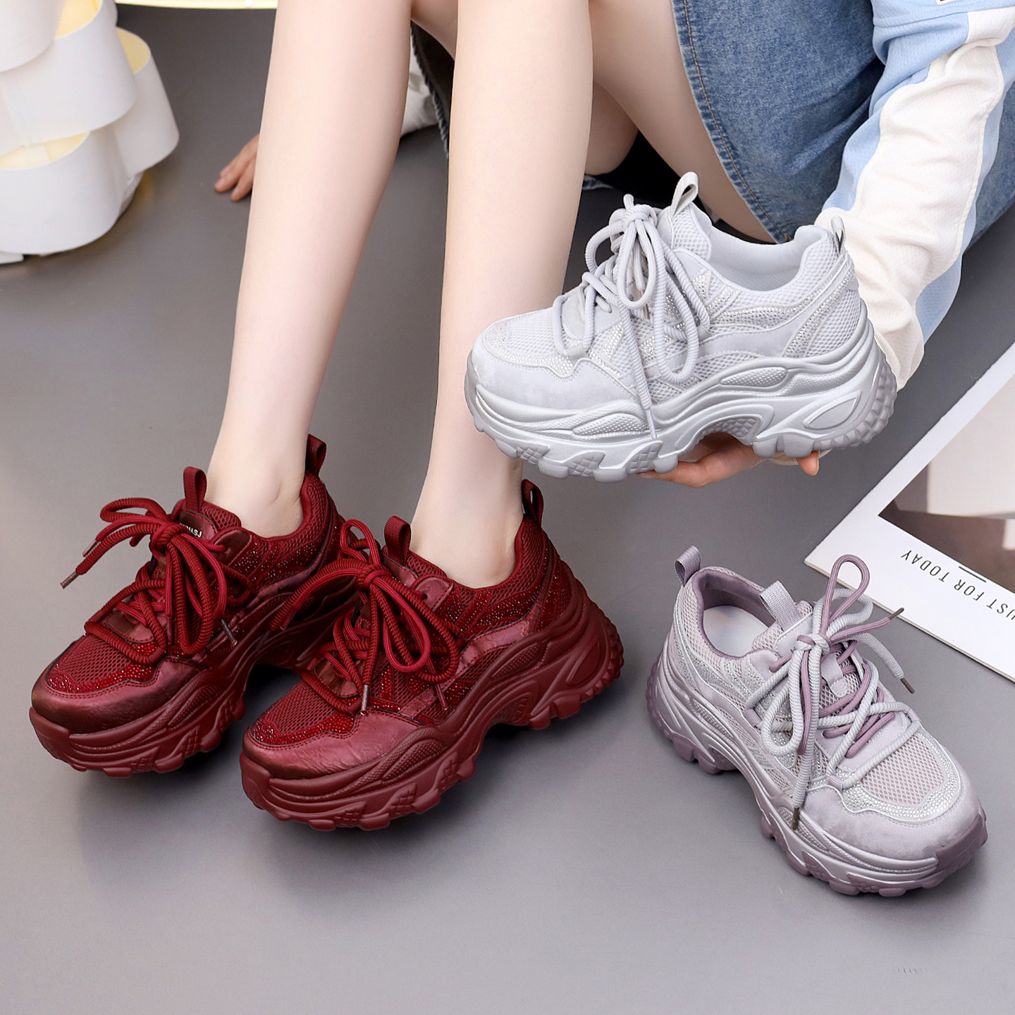 2026春季新款网面透气老爹鞋时尚百搭女鞋软底舒适耐磨运动休闲鞋,女鞋,时尚休闲鞋,淘宝优惠券,粉丝福利购,淘宝优惠卷