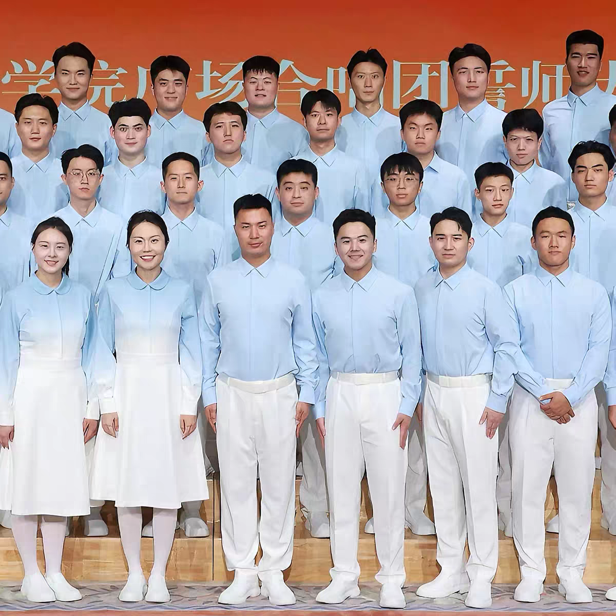 国庆初高中生合唱朗诵演出服蓝色爱国服装运动会诗歌演讲比赛礼服