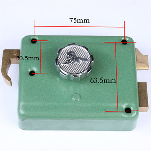 老式盼盼防盗门锁 大连锁厂狮子锁812S型 偏心锁孔 绿色十字锁壳