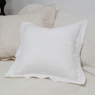 法国纯亚麻宽边汽车沙发客厅卧室方形抱枕套靠垫套不含芯