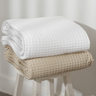 外单尾单水洗纯棉华夫格蜂巢床单透气柔软