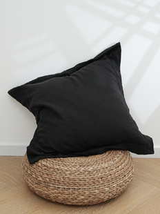 纯色亚麻抱枕宽边客厅沙发靠垫简约卧室床头靠枕正方形