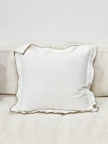 外贸尾单9支原白纯亚麻宽边沙发床头抱枕靠垫靠枕套不含芯