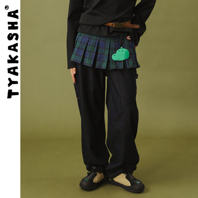 TYAKASHA塔卡沙短裙女2025新款层次感叠穿格子百搭屁帘