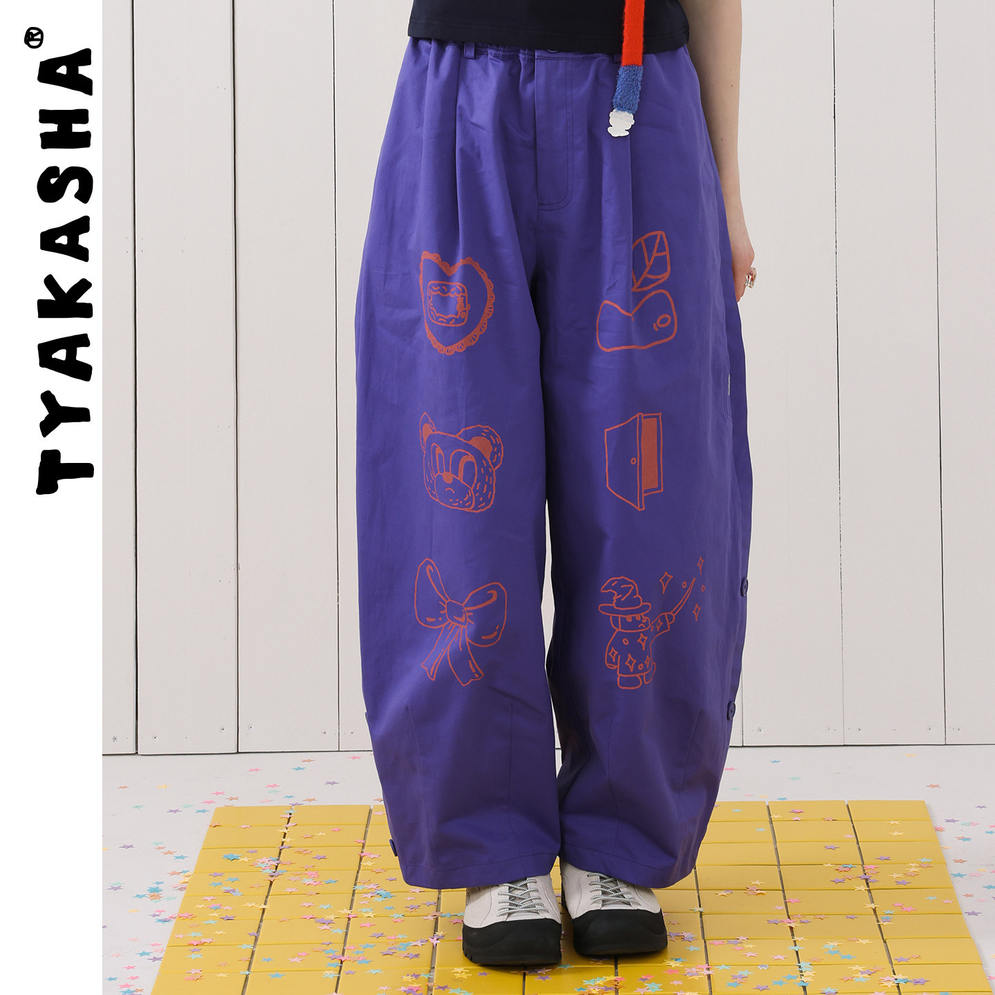 TYAKASHA塔卡沙男女情侣款长裤2026春季新款蓝紫色休闲长裤直筒裤