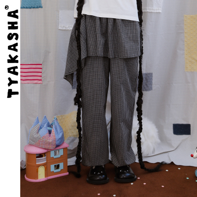 TYAKASHA塔卡沙裤子女2025夏季新款格子裤小众设计女款裙裤
