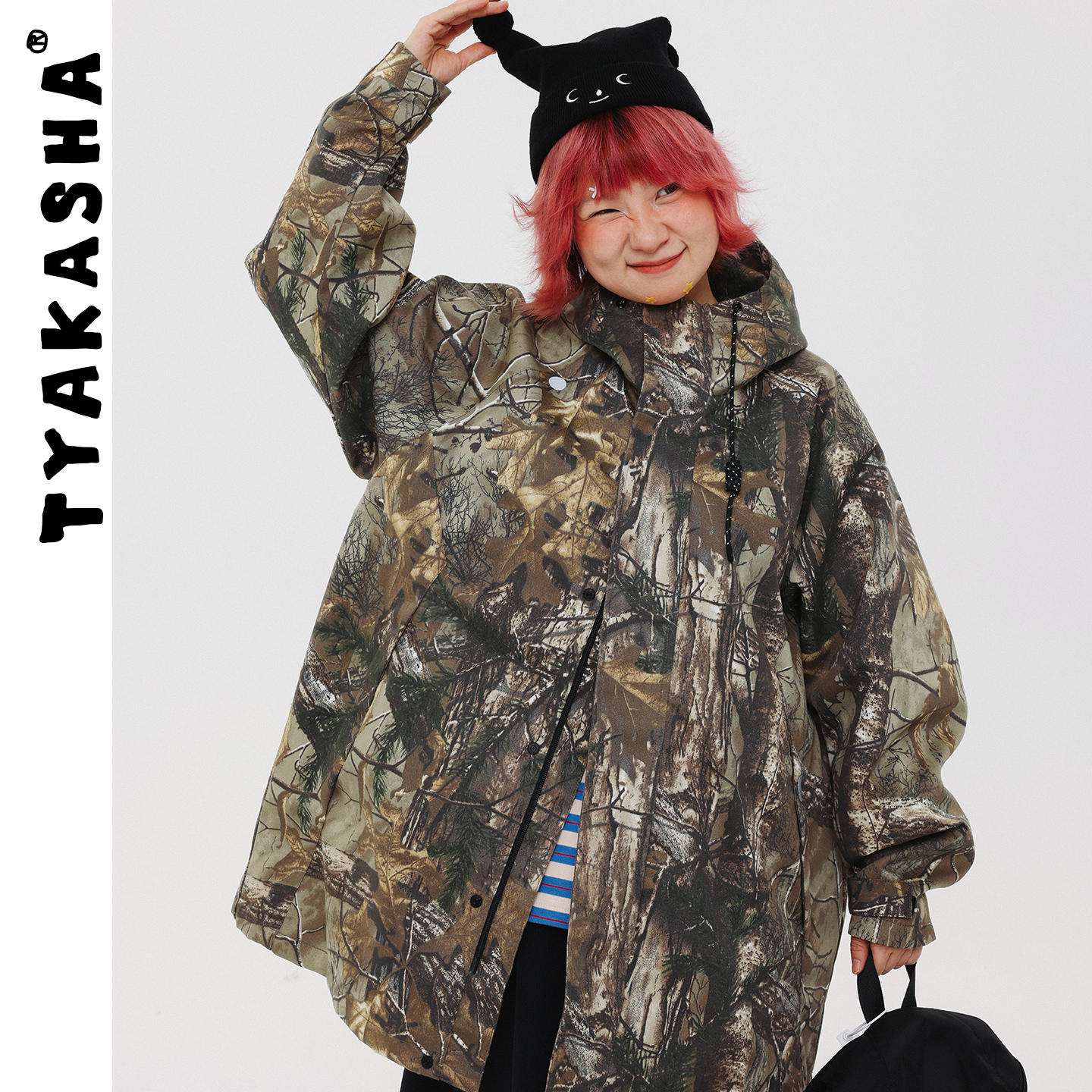 TYAKASHA塔卡沙男女情侣款外套2025冬季新款迷彩休闲连帽外套