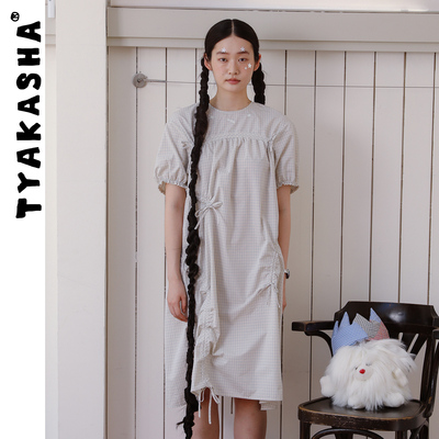 TYAKASHA塔卡沙裙子2025夏季新款连衣裙小众设计格子裙