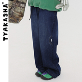 直筒牛仔裤 TYAKASHA塔卡沙情侣款 蓝色休闲牛仔裤 2025新款 长裤