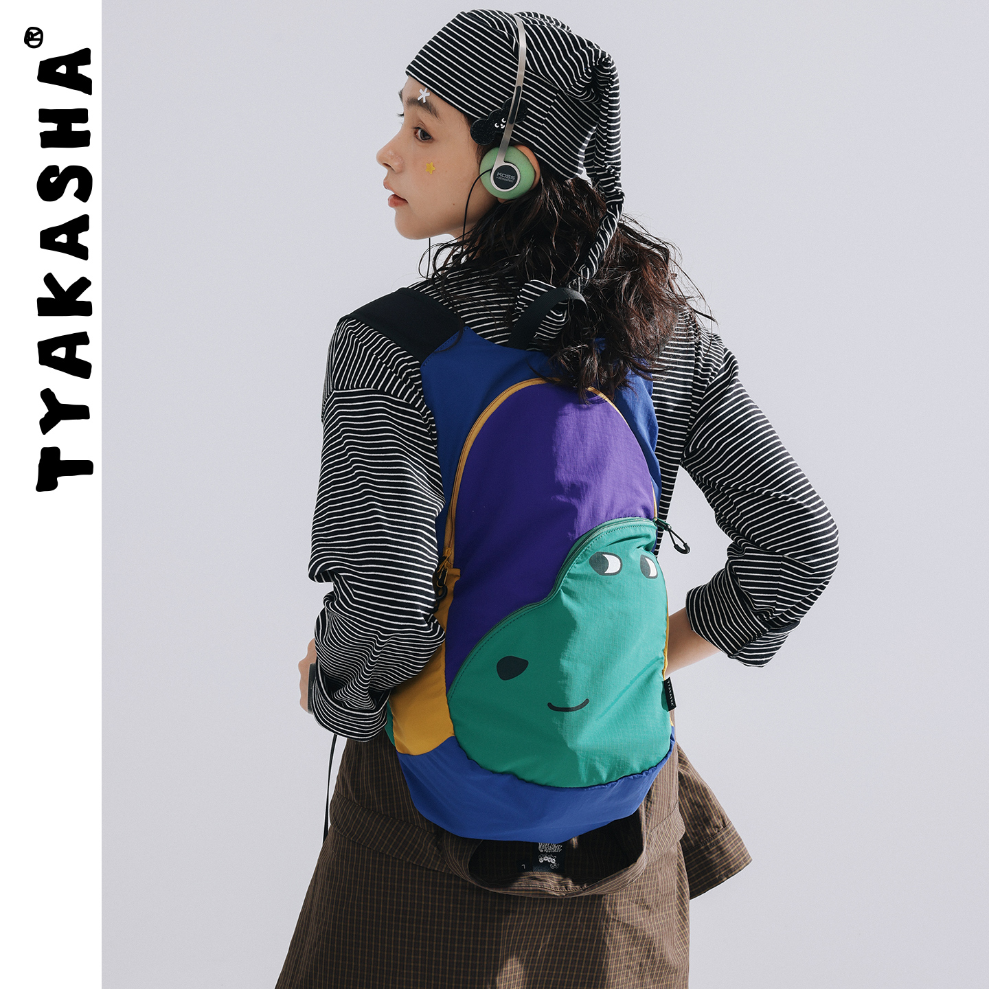 TYAKASHA塔卡沙背包2025新款拼色双肩包出行旅游背包趣味双肩包