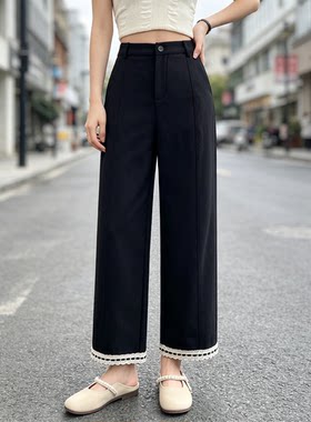 春夏薄款镂空花边显瘦灯笼阔腿裤