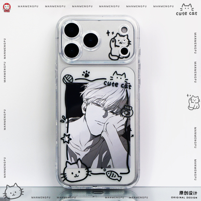 漫萌铺线条猫咪小卡手机壳苹果17保护套vivo可放拍立得的iPhone16promax/8/15小米17pro爱豆痛壳华为可爱简约