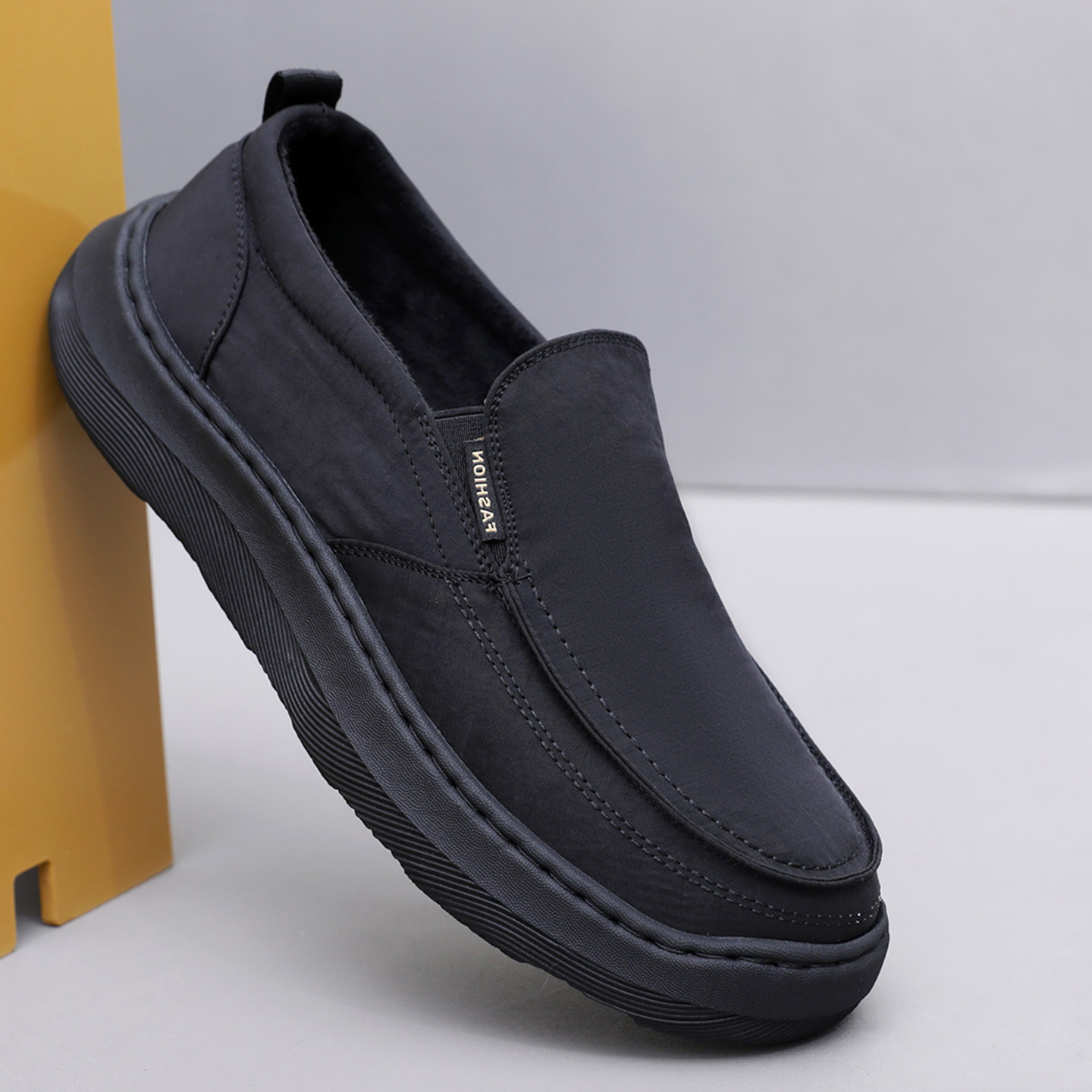 老北京布鞋男鞋冬季薄绒二棉鞋