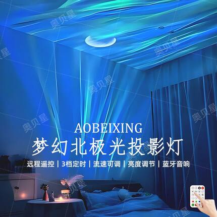 北极光星空投影灯满天星助眠小夜灯浪漫氛围灯直播间蓝牙音响礼物