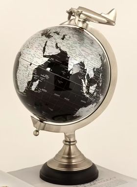 印度进口铝制地球仪摆件样板间售楼处创意地球仪摆设新房装饰品
