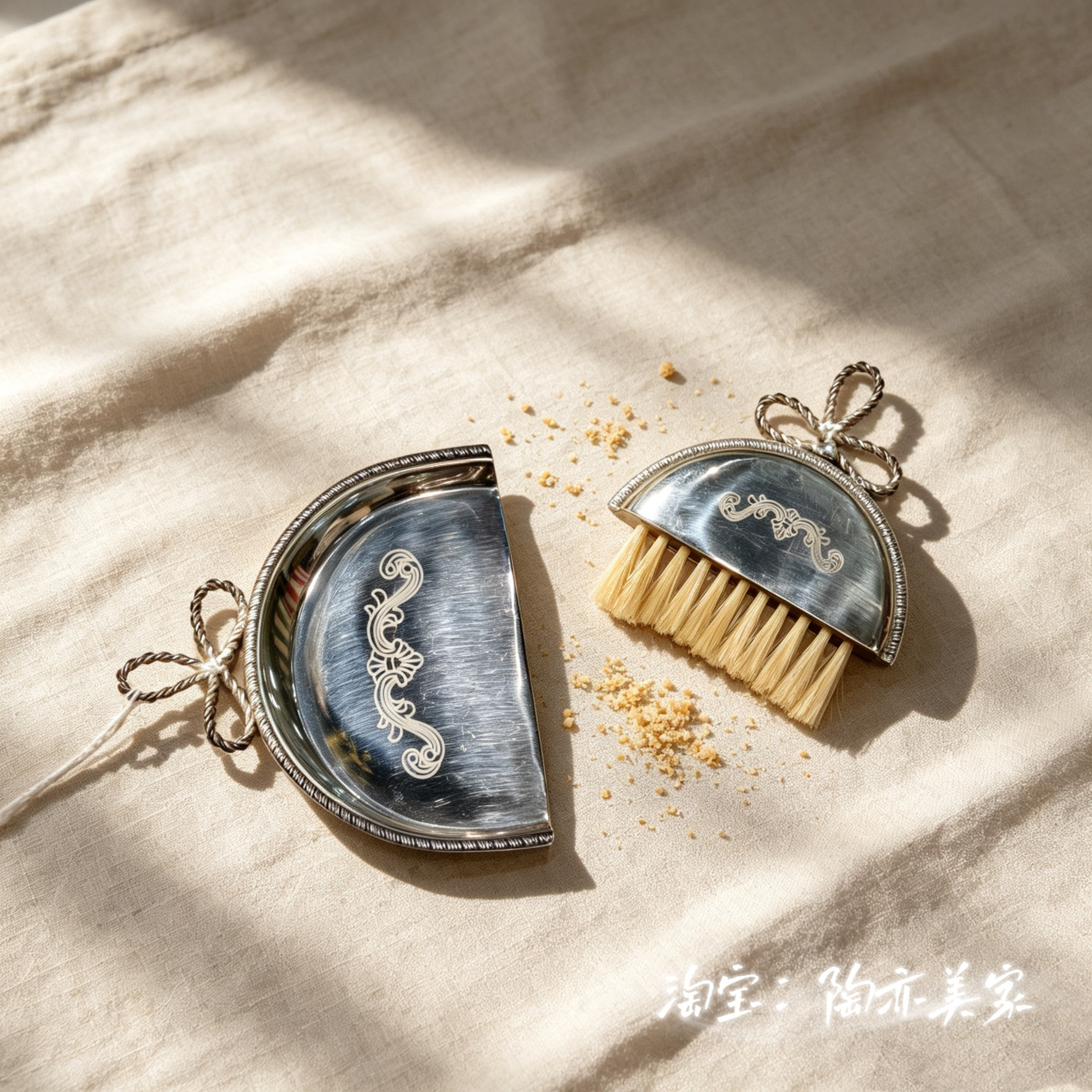 印度进口黄铜镀银创意个性餐桌面包屑整理刷 西餐厅餐桌饰品摆件