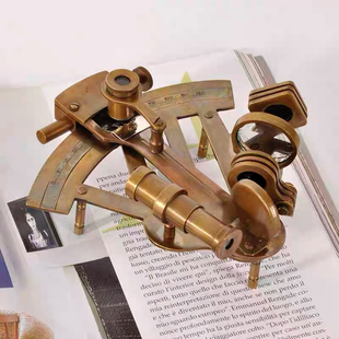印度进口黄铜复古怀旧欧洲西洋怀旧摆件六分仪模型航海摄影道具