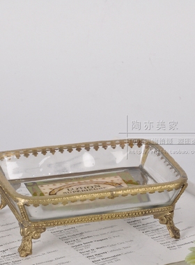 印度纯铜包边玻璃首饰盘肥皂托