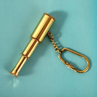 印度进口黄铜便携海盗复古拉伸缩式单筒望远镜造型钥匙扣挂件挂饰
