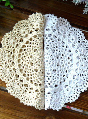 纯手工钩针勾花编织隔热餐盘垫田园复古简约镂空DIY装饰防滑桌垫