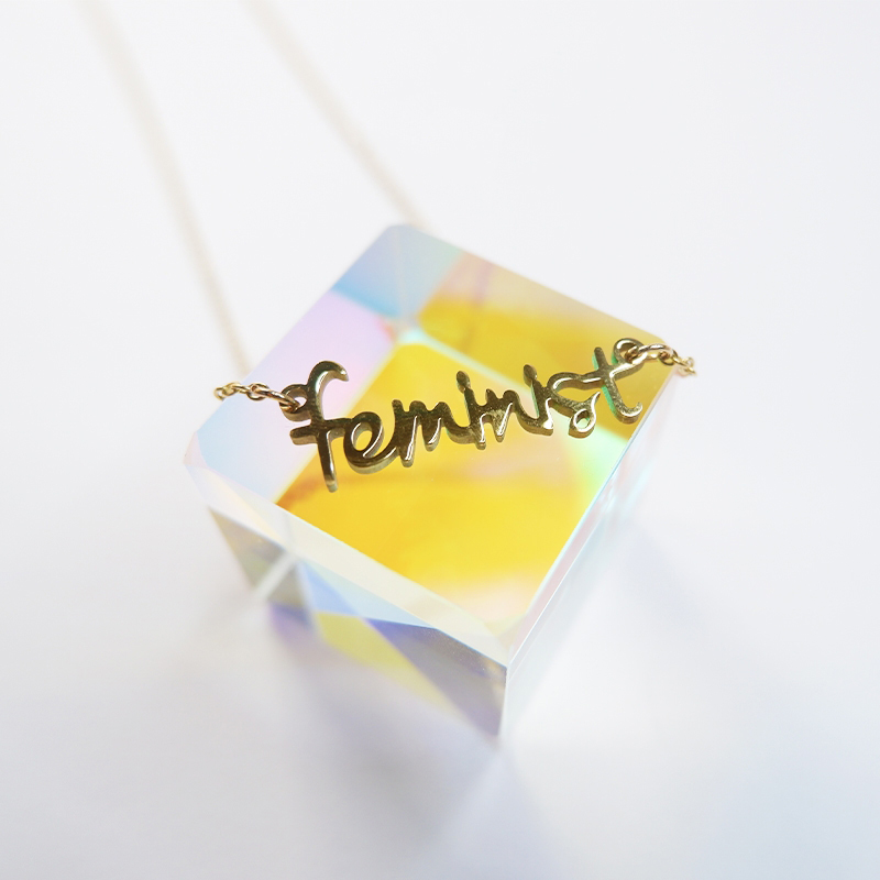 feminist金属项链锁骨链毛衣链英文高级感手写体礼物小众好看 饰品/流行首饰/时尚饰品新 项链 原图主图