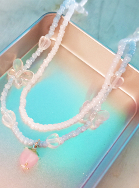 蝴蝶项链亚逼复古千禧珠链