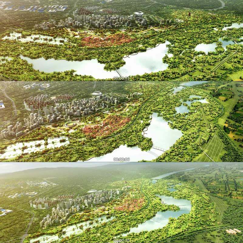 3d动画 三维建筑漫游 城市宣传片 园林景观 绿色城市视频素材镜头