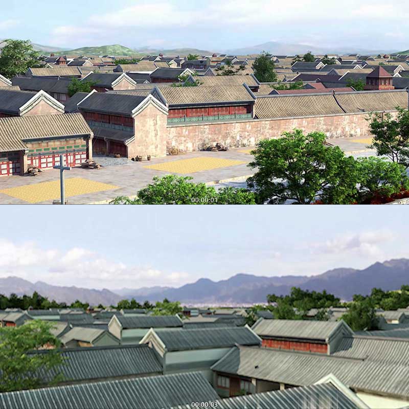 古建筑 民国历史建筑 3D动画 三维建筑漫游 城市宣传片 视频素材