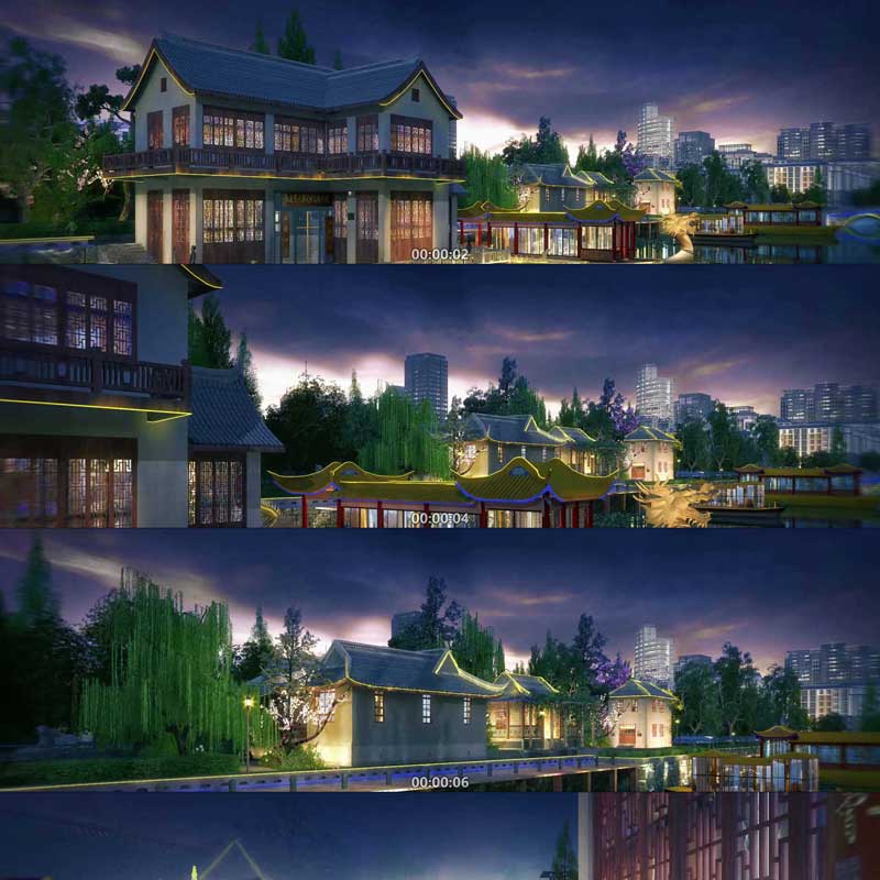 城市夜景 历史人文 3D动画 三维建筑漫游 城市宣传片视频素材镜头