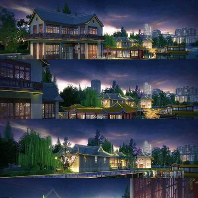 城市夜景 历史人文 3D动画 三维建筑漫游 城市宣传片视频素材镜头