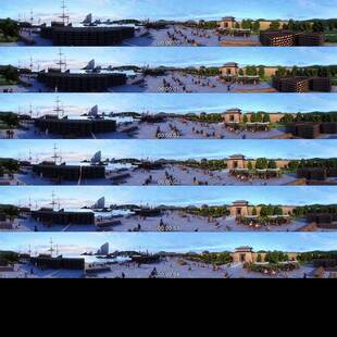 445古代城楼城门运河航运码头三维动画3D动画 三维建筑漫游