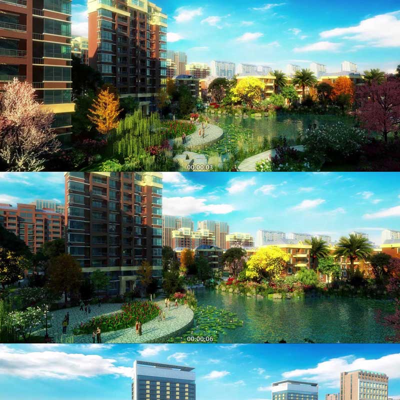 绿色城市生态城市高端小区地产动画3D动画三维城市宣传片视频素材