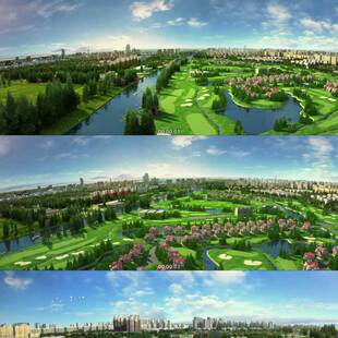 三维油菜花场景绿色城市生态城市 3D动画 三维建筑漫游城市宣传片
