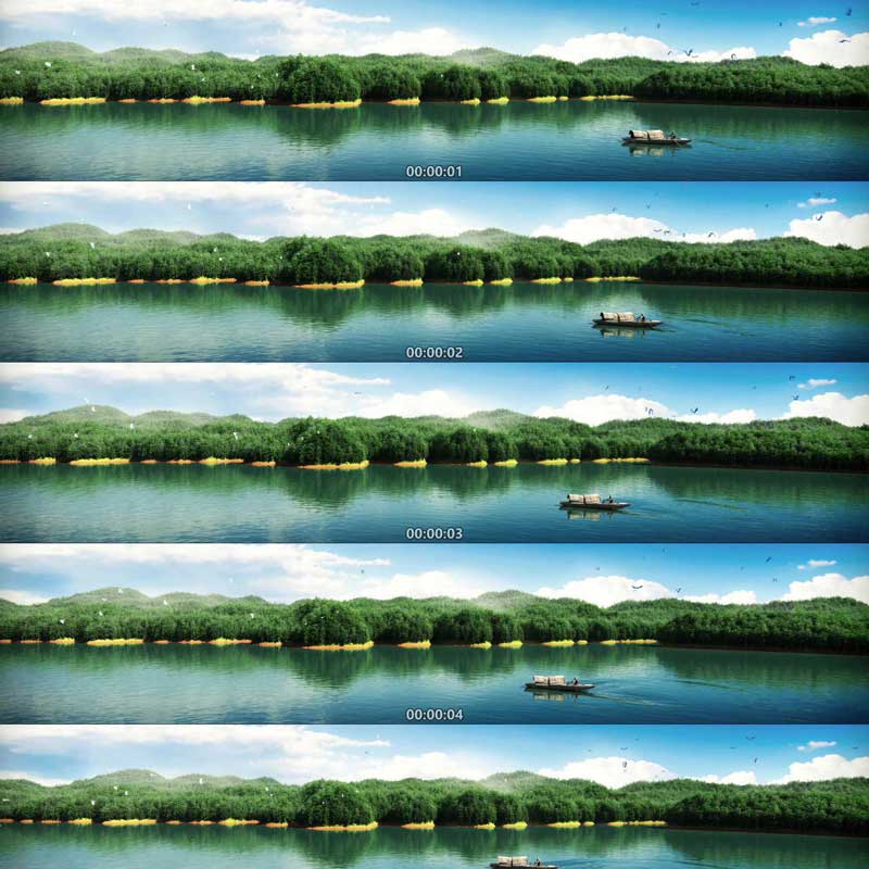 唯美自然风光 千岛湖湖泊 孤帆孤舟 3D动画 三维漫游 视频素材