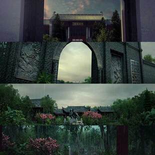 471三维古建筑园林景观庭院动画 3D动画 三维建筑漫游 城市宣传片