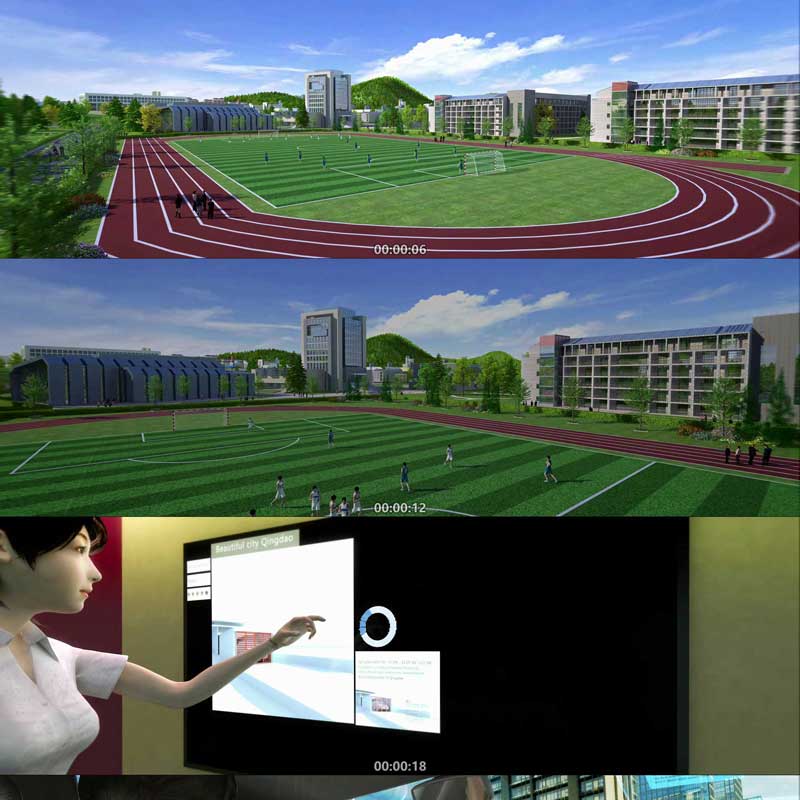 3D学校操场 跑道 足球场 智能科技城市 3D动画三维宣传片视频素材