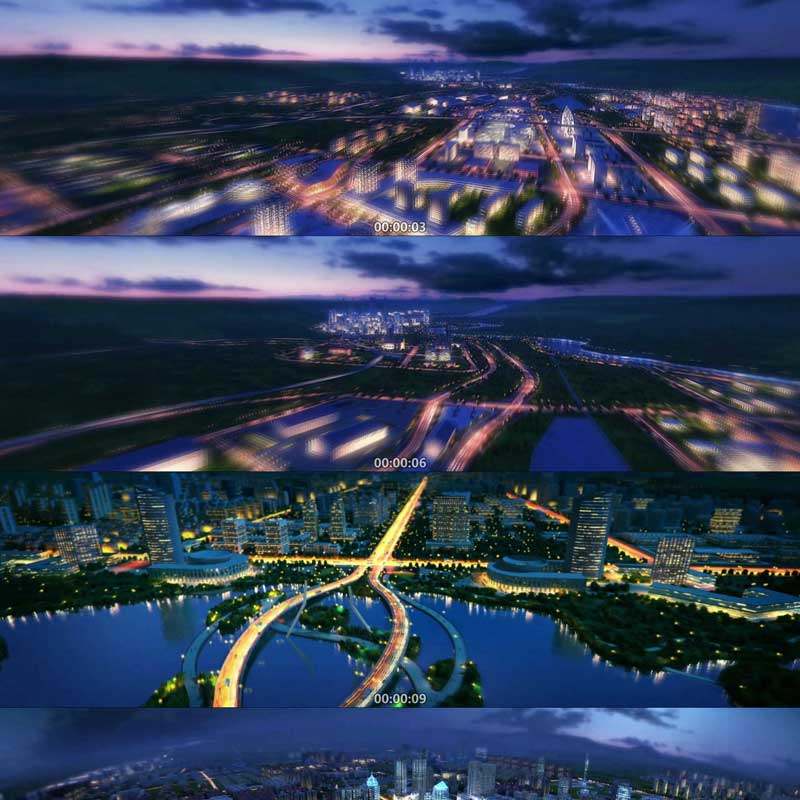 城市繁华夜景交通 商业中心 3d动画 三维建筑漫游 宣传片视频素材