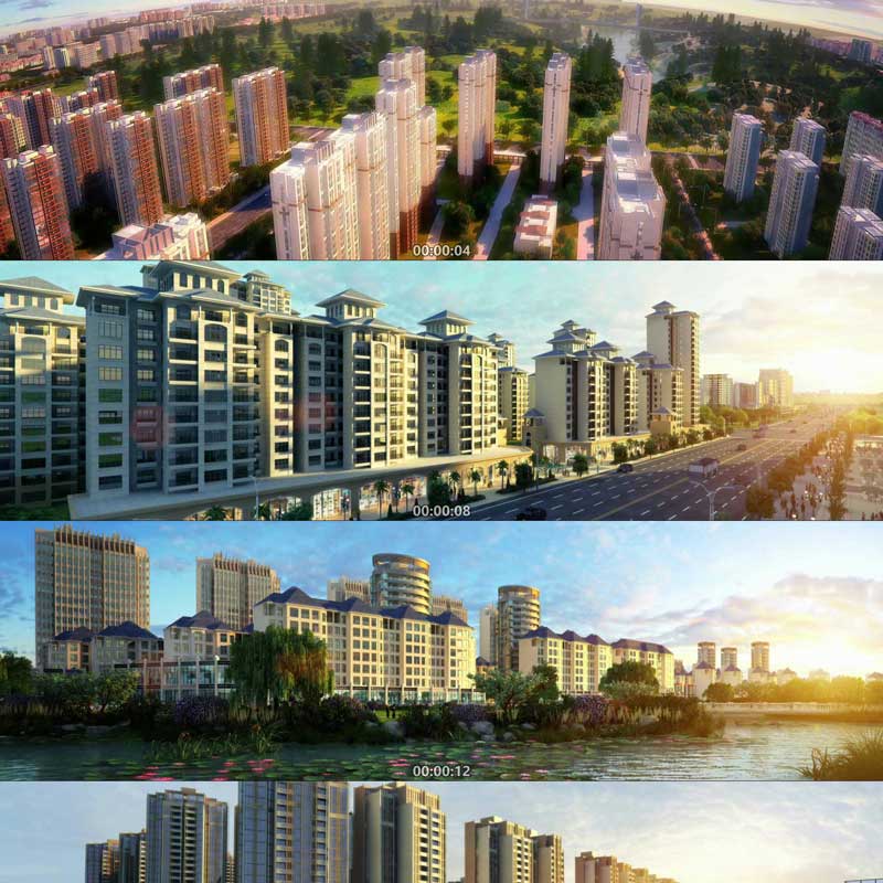 建筑生长动画 房地产漫游 3D动画 三维漫游 城市宣传片 视频素材