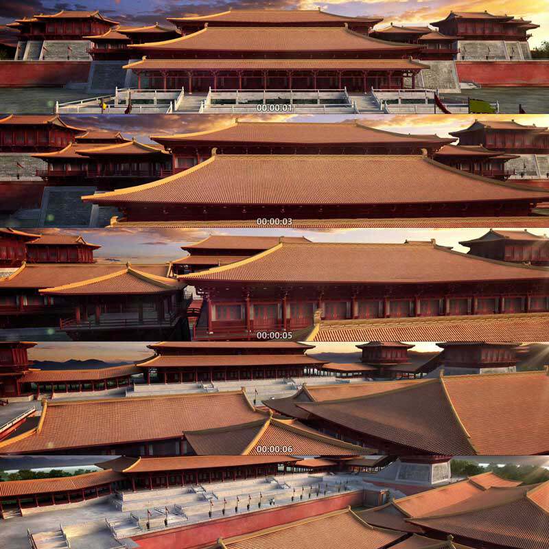 古代皇宫 故宫建筑 宏伟宫殿 古建筑 3d动画三维建筑漫游视频素材
