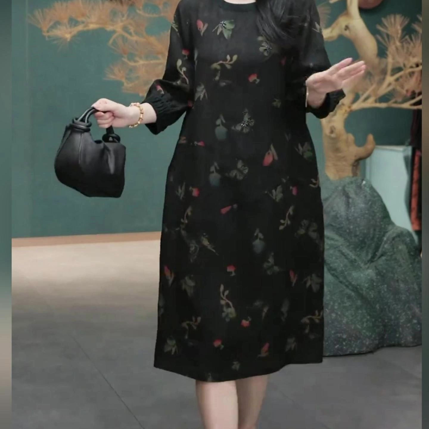 新中式国风气质时尚香云纱连衣裙女2025春夏新款简约高级感连体裙